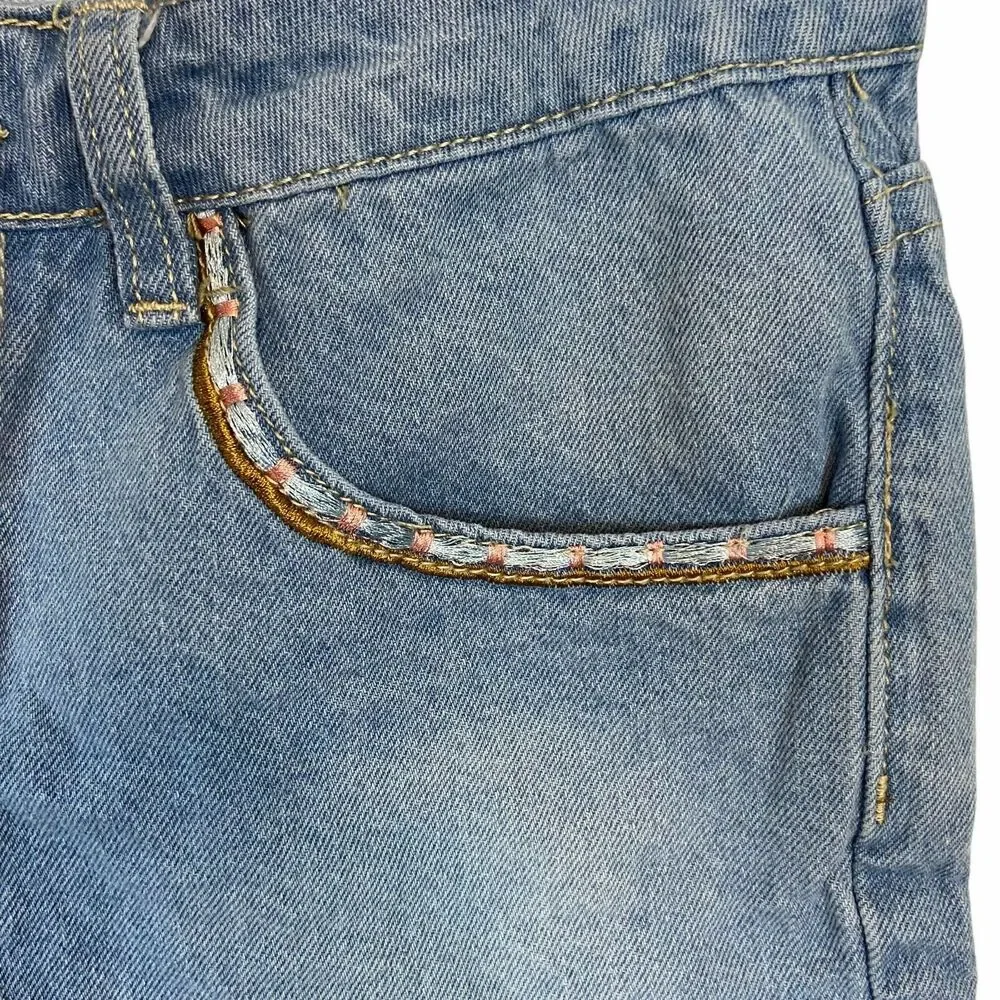 Cotton On Denim Shorts Cut-Off Embroidered Jean  sz 2 Booty Shorts Festival